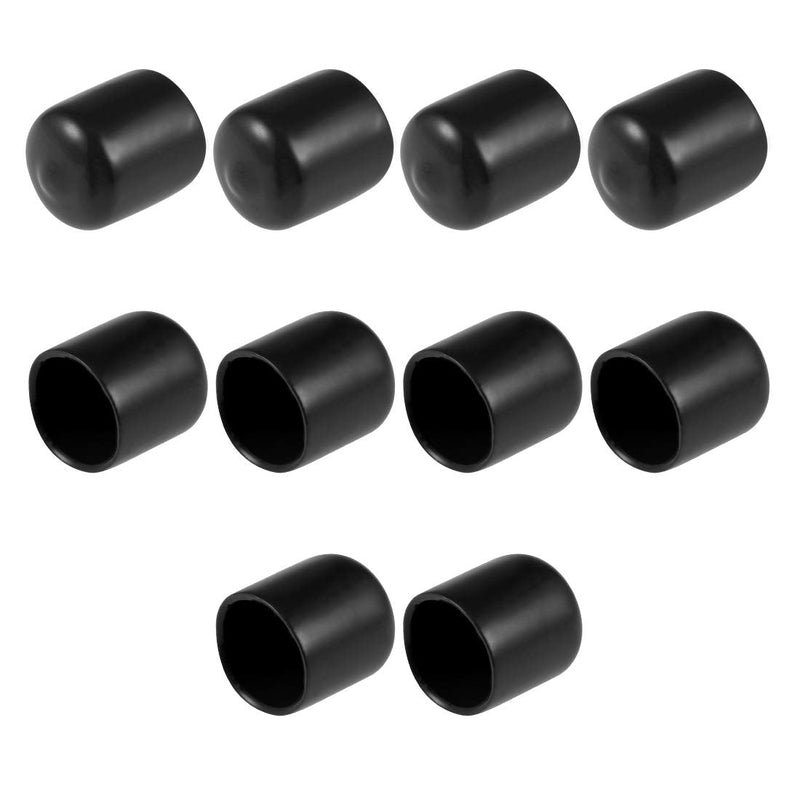 uxcell 10pcs Rubber End Caps 15mm ID Vinyl Round End Cap Cover Screw Thread Protectors Black