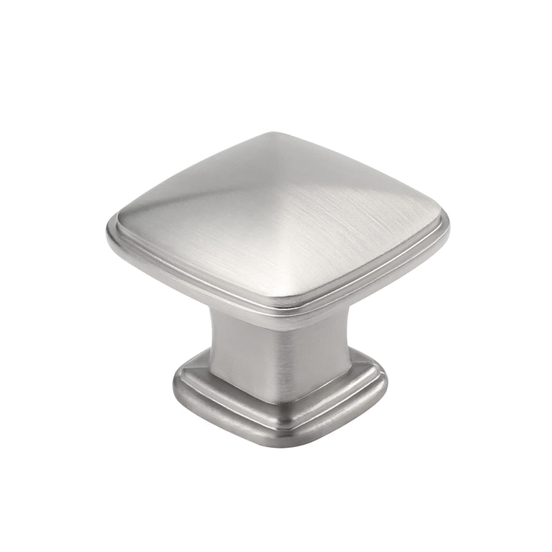 homdiy 5 Pack Kitchen Cabinet Knobs Brushed Nickel Drawer Knobs Silver Solid Square Cabinet Hardware for Dresser Bathroom Satin Nickel Door Handles for Kitchen Cupboard,Zinc Alloy Single Hole Brushed Satin Nickel