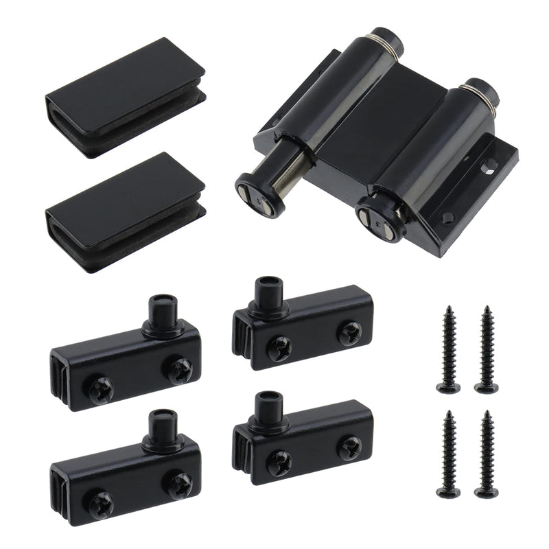 T Tulead Double Magnetic Latch Catch Glass Door Latch Clamp Black Magnetic Touch Latch Set Style 2, Black