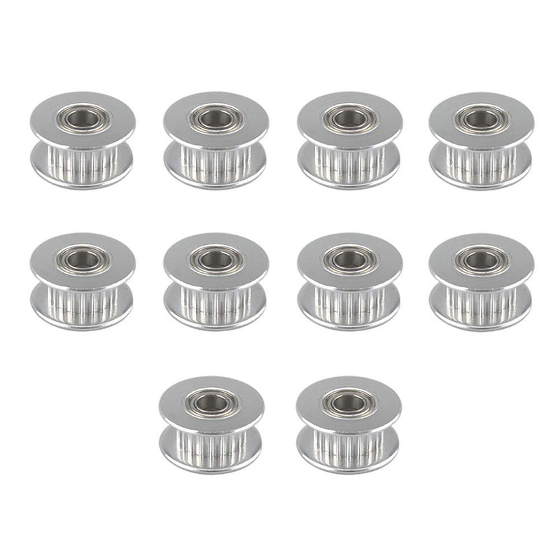 FULARR 10Pcs Premium Aluminum Alloy Timing Belt Idler Pulley, 20 Teeth 5mm Bore GT2 Idler Pulley, with Dual Ball Bearing, for 3D Printer 6mm Width Timing Belt