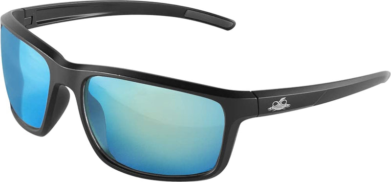 Bullhead Safety Eyewear Pompano Glasses - Anti-Fog, Lightweight, Impact/Scratch Resistant, Polarized Sunglasses for Cycling, Fishing, Driving, Ice Blue/Matte Black Performance Fog Tech, Polarized, Precision Lens Ice Blue Mirror Lens, Matte Black Frame