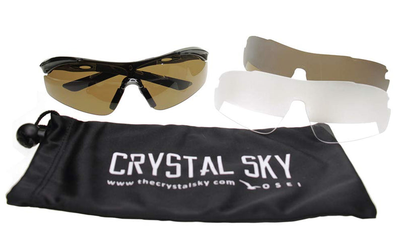 OSEI LLC Crystal Sky Sunglasses with Two Sets of IFR Lenses (Clear and Brown) Full Set (3 Lenses and Frame)