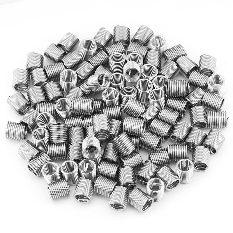 100pcs Stainless Steel SS304 Coiled Wire Helical Screw Thread Inserts M8 x 1.25 x 2D Length for Helical Repair