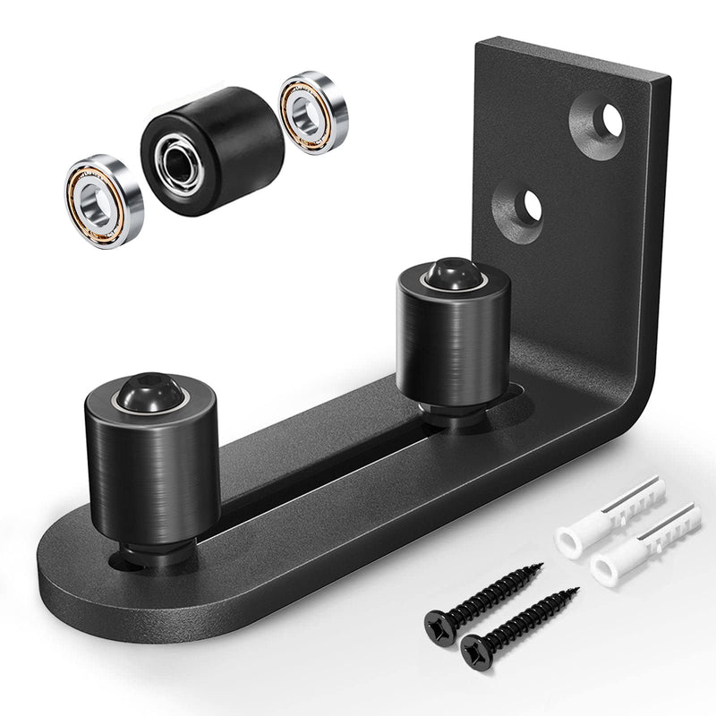 EaseLife Sliding Barn Door Bottom Floor Guide,Ball Bearings Adjustable Stay Roller,Wall Mount System,Flush Flat Bottom Design,2 Assemble Setup Options,Fit All Size Door,Black 1