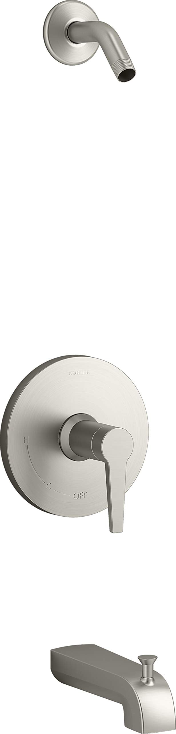 Kohler Pitch Rite-Temp bath and shower trim set, less showerhead Vibrant Brushed Nickel