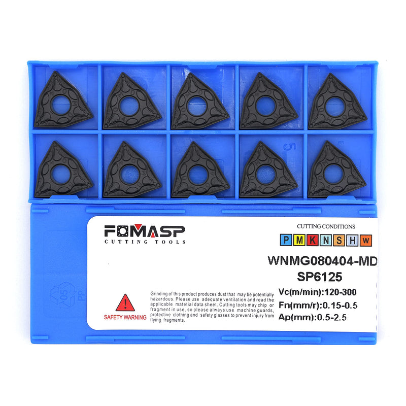 WNMG431 / WNMG080404-PM of CNC Carbide Inserts for Steel Turning Cutting Tools, The Chip Breaker"PM" fit for Semi-Finishing Metal Cutting, 10 PCS.