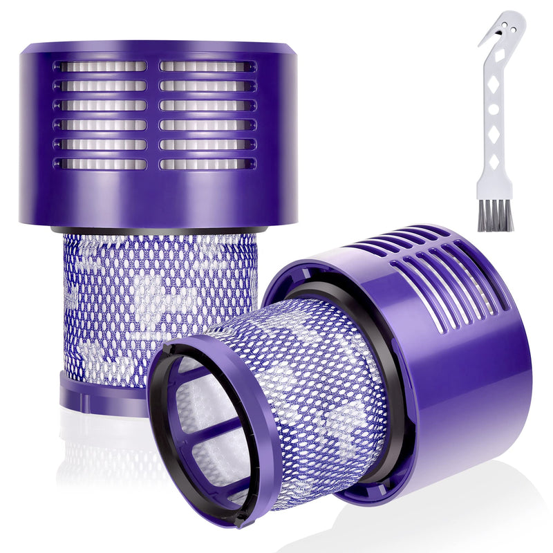 Leadaybetter Vacuum Filter Replacements for Dyson V10 Cyclone Series, V10 Animal, V10 Absolute, V10 Total Clean, SV12, Part No. 969082-01 (2 Pack Filters and 1 Clean Brush) V10-2PC