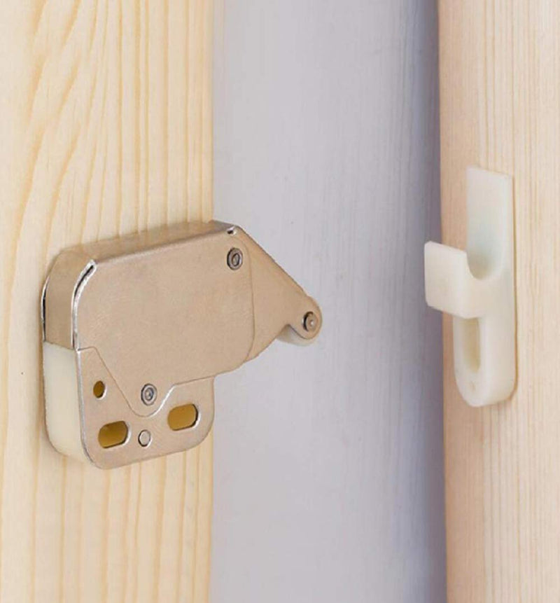 （4 Pack ） Automatic Spring Snap System Push-in Touch Lock Mini Tip Latch Cabinet Door Furniture Safety Lock
