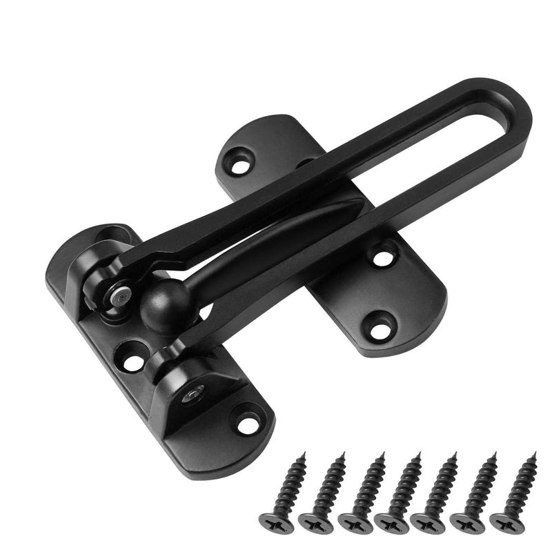 Door Reinforcement Lock Latch Swing Bar Lock for Home Security Front Door Locks for Kids Thicken Solid Aluminium Alloy (Black) Black