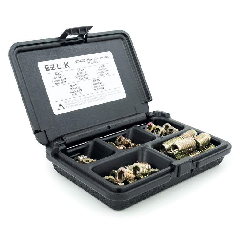 E-Z LOK E-Z Hex Threaded Insert Assortment Kit Flanged - 8-32 to 3/8-16