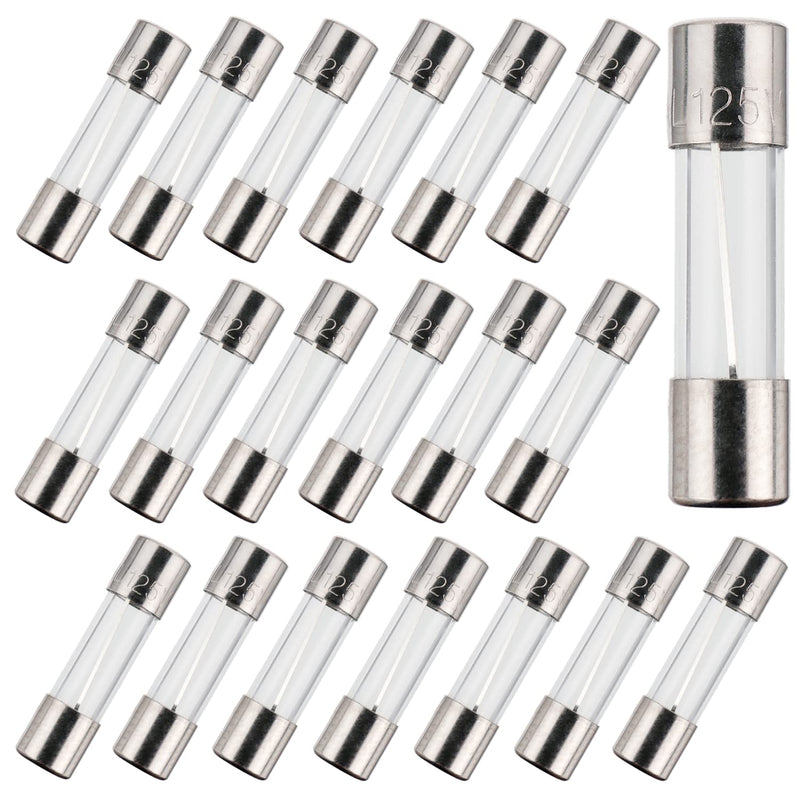 BOJACK F5AL125V 5x20 mm 5 A 125 V fuses 0.2x0.78 Inch 5 amp 125 Volt Fast-Blow Glass Fuses (Pack of 20) 5A