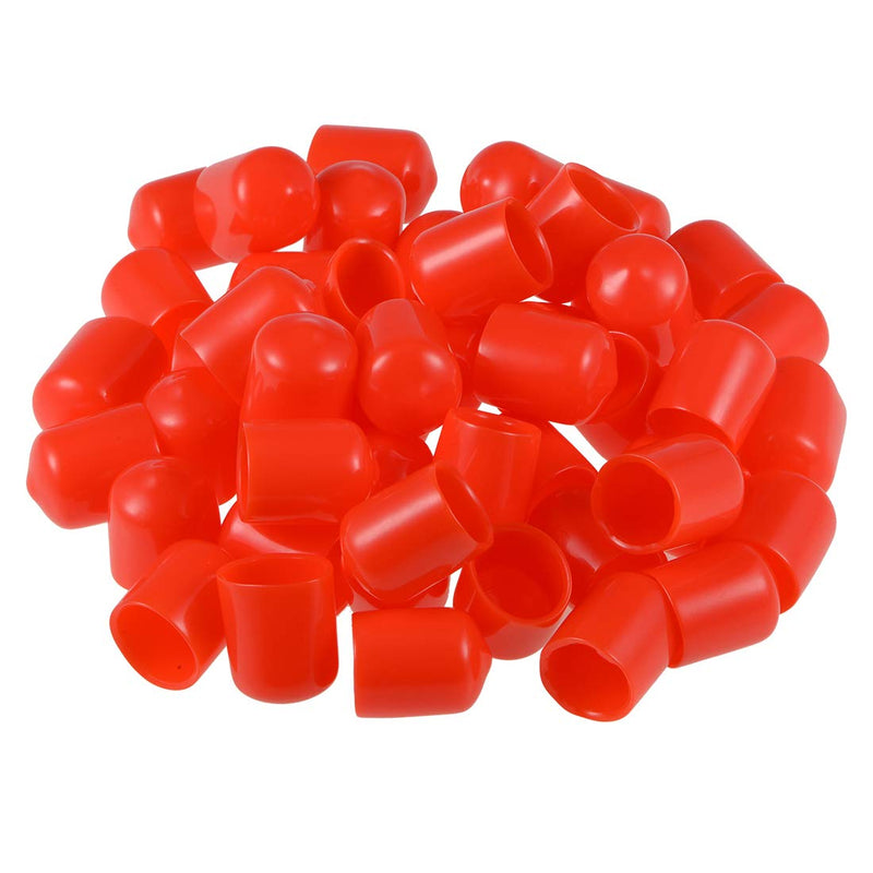 uxcell 50pcs Rubber End Caps 14mm ID Vinyl Round Tube Bolt Cap Cover Screw Thread Protectors Red