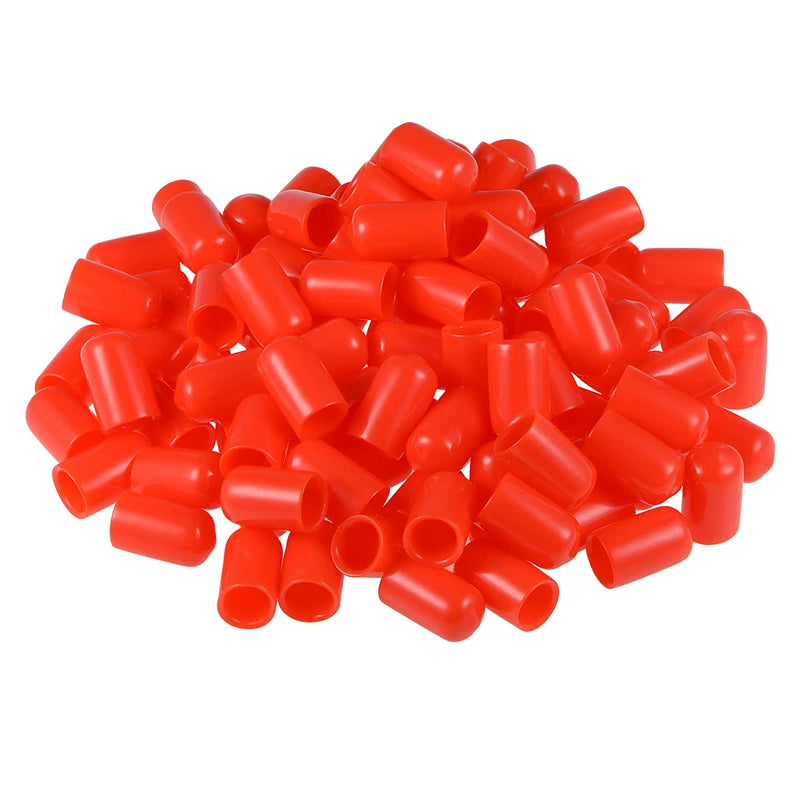 uxcell 100pcs Rubber End Caps 10mm ID Vinyl Round Tube Bolt Cap Cover Thread Protectors Red