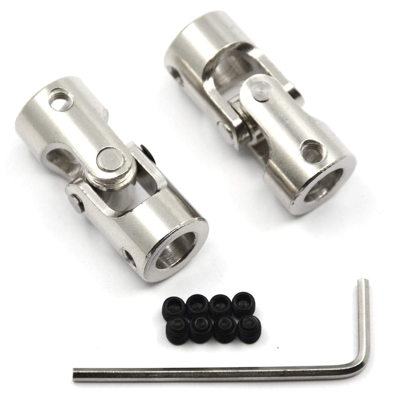 2 Pcs 8mm to 8mm Universal Joint Shaft Coupling with Screws for Motor 8-8mm Silver