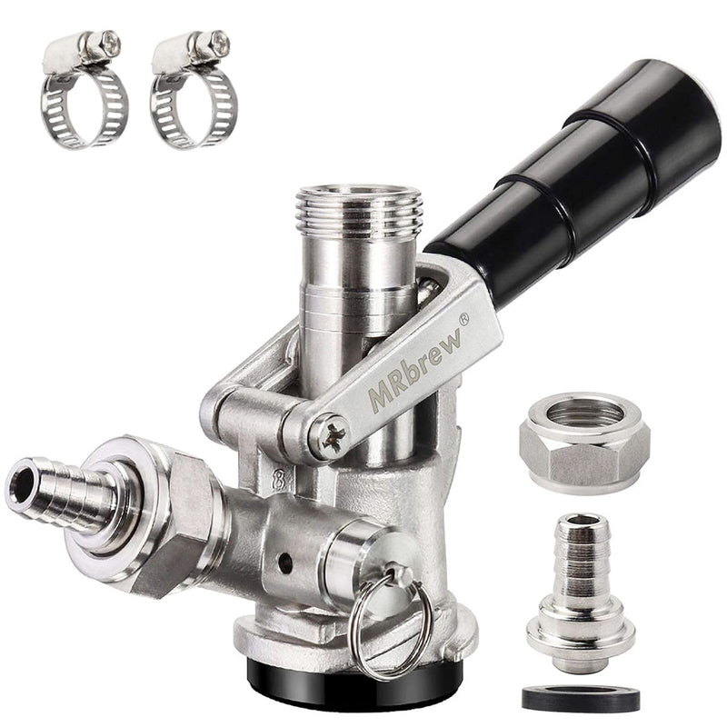 All 304 Stainless Steel Keg Coupler, Commercial Sankey Kegerator D System Keg Tap Dispenser for I.D 5/16'' Draft Beer Line Gas Brewing Tubing with Check Valve Sealing Washer Hose Clamp All 304 Stainless Steel
