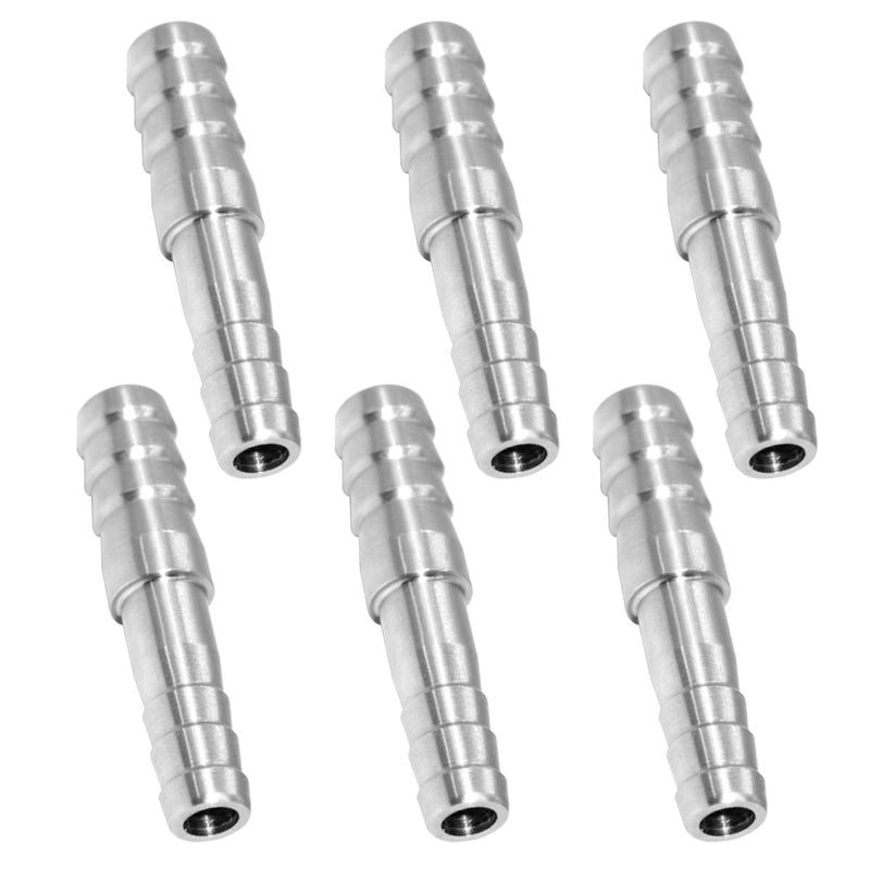 JoyTube Hose Barb Reducer 5/16" to 1/4" Barb Hose ID Stainless Steel Reducing Union Fittings Air Water Fuel (Pack of 6) 5/16" Barb x 1/4" Barb