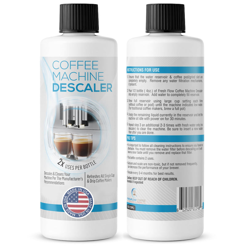 Descaling Solution for Coffee & Espresso Machines - 2 Bottle Pack (4 Uses) - Universally Compatible Descaler Cleaner for Keurig, Breville, Nespresso, Delonghi & All Single Use or Drip Machines 8 Fl Oz (Pack of 2)