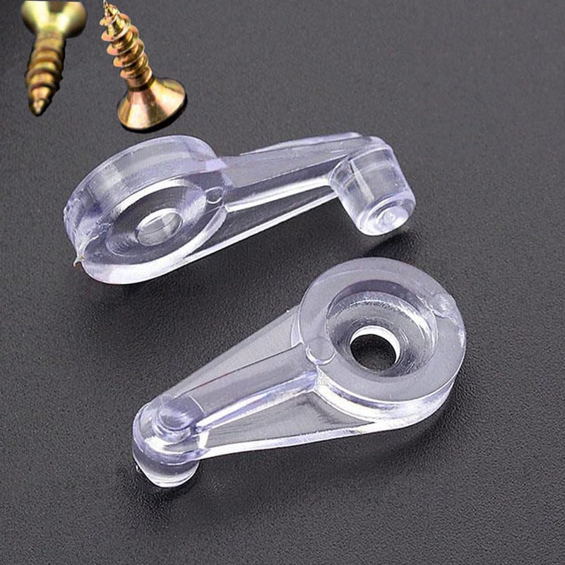 Cabinet Door Glass Retainer Clips Kit, Plastic, Clear, Offset 4mm, with Screws (Pack of 20) A