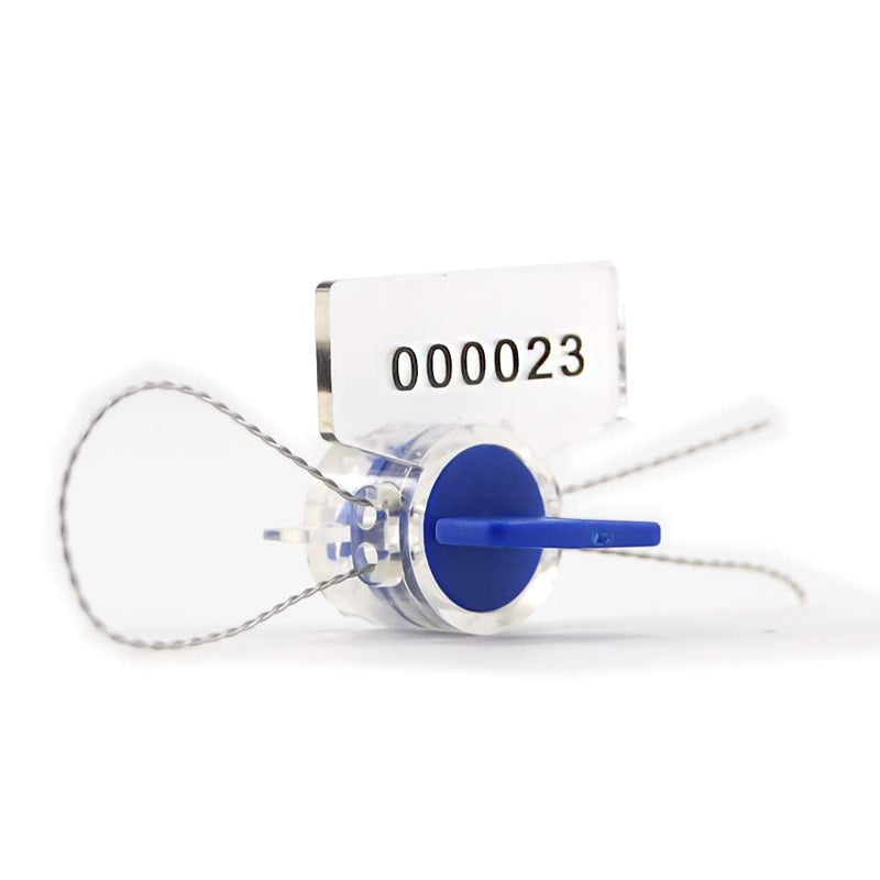 Anti-Tamper Twist Tight Roto Security Meter Seals High Electric Security Utility Plastic Padlock Gas Meter Seals Numbered (Pack of 100 PCS) with Stainless Wire (100 m) (Blue) Blue