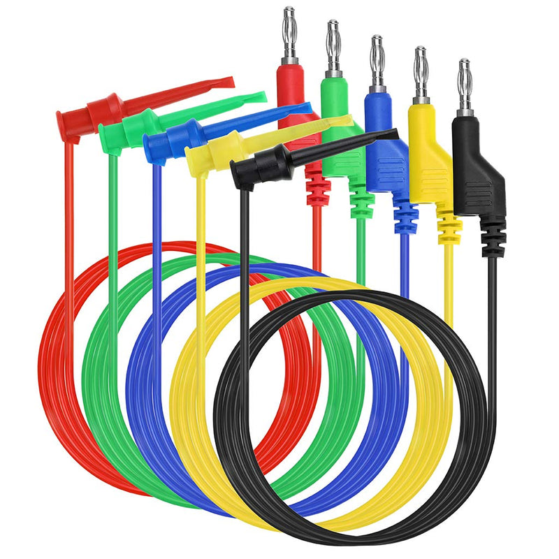 Sumnacon 39 Inch Multimeter Test Lead Set - 5 Pcs Stackable Banana Plug to Test Hook Wire Cable Kit with Protective, Flexible Wire Leads for Electrical Testing 500V/5A 3.3Ft/1M