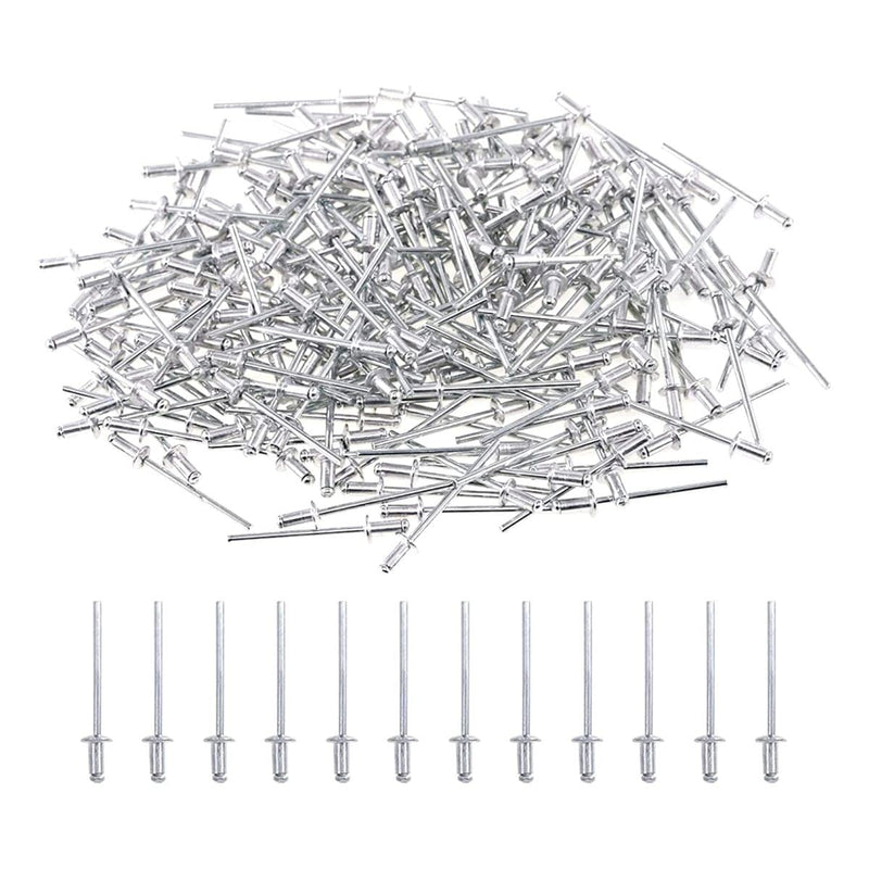 Glarks 200Pcs 1/8" x 15/16" Aluminum Body Steel Mandrel Dome Head Blind Rivets Set for Sheet Metal, Automotive, Railway, and Duct Work 1/8" x 15/16" (200pcs)