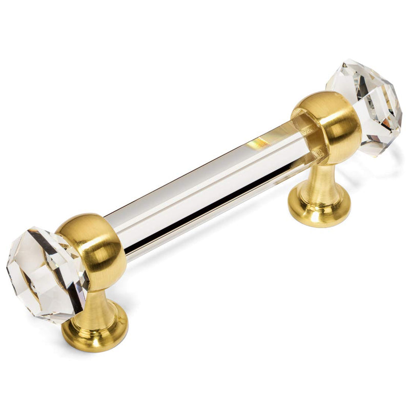 Cosmas 5 Pack 6393BB-C Brushed Brass Clear Glass Pull