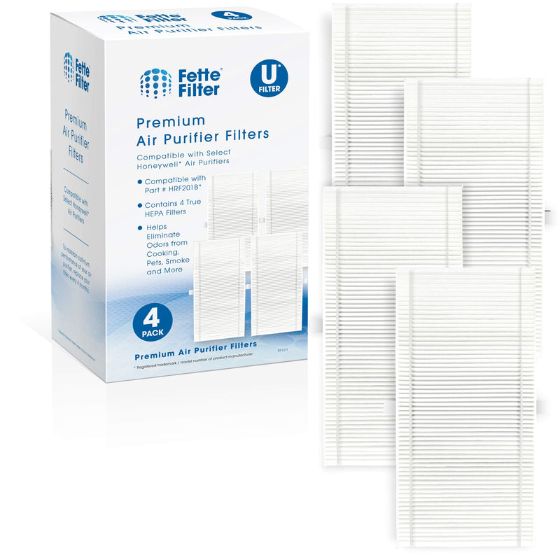 Fette Filter - 4 Pack Replacement Filter U Compatible with Honeywell Clean U Filter HRF201B and Febreze FRF102B For HHT270, HHT290 & Febreze FHT170, FHT180, FHT190. 5" x 10" x 1.4"