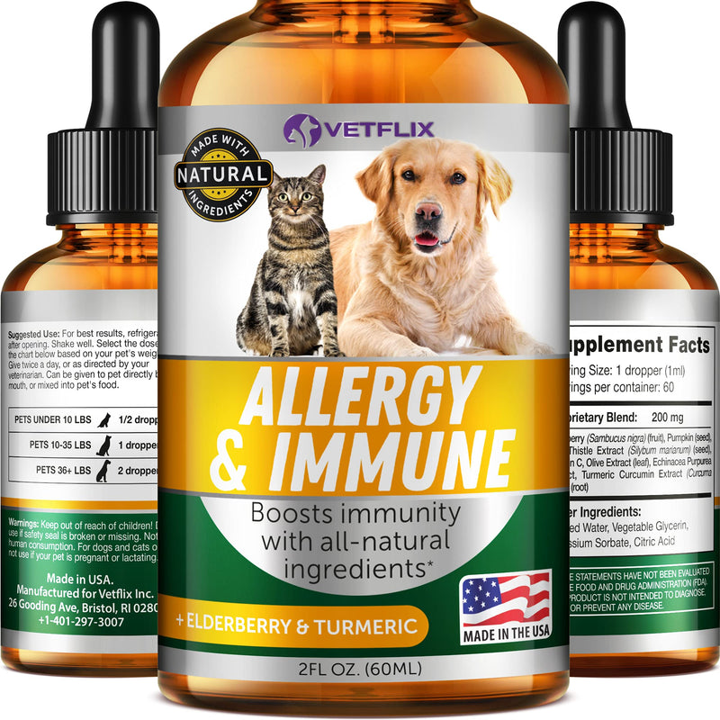 Velflix Allergy Immune Anti Itch & Hot Spots - Made in USA Natural Pet Supplement for Cat & Dog Allergy Relief with Turmeric & Milk Thistle -Seasonal Allergies Digestive Treatment for Dogs & Cats Pet Supplement for Immune - PawsPlanet Australia