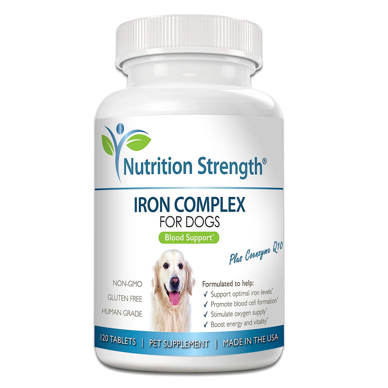 Iron for Dogs with Anemia to Support Blood Health, Blood Cell Formation & Oxygen Supply, Iron Supplement for Anemic Dogs + Vitamin C, Folate, Vitamin B12, 120 Chewable Tablets - PawsPlanet Australia