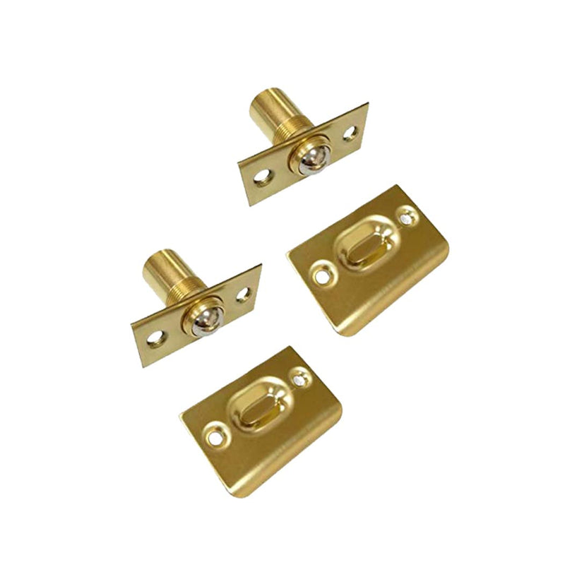 QCAA Solid Brass Adjustable Ball Catch with Strike, 2-1/8" x 1" x 1-5/16" Height, 11/16" Dia., Polished Brass, Made in Taiwan, 2 Pack