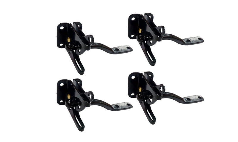 QCAA Self-Locking Gate Latch, 2-1/8", Steel, Black, Made in Taiwan, 4 Pack 4pack Steel - Black (2-1/8")