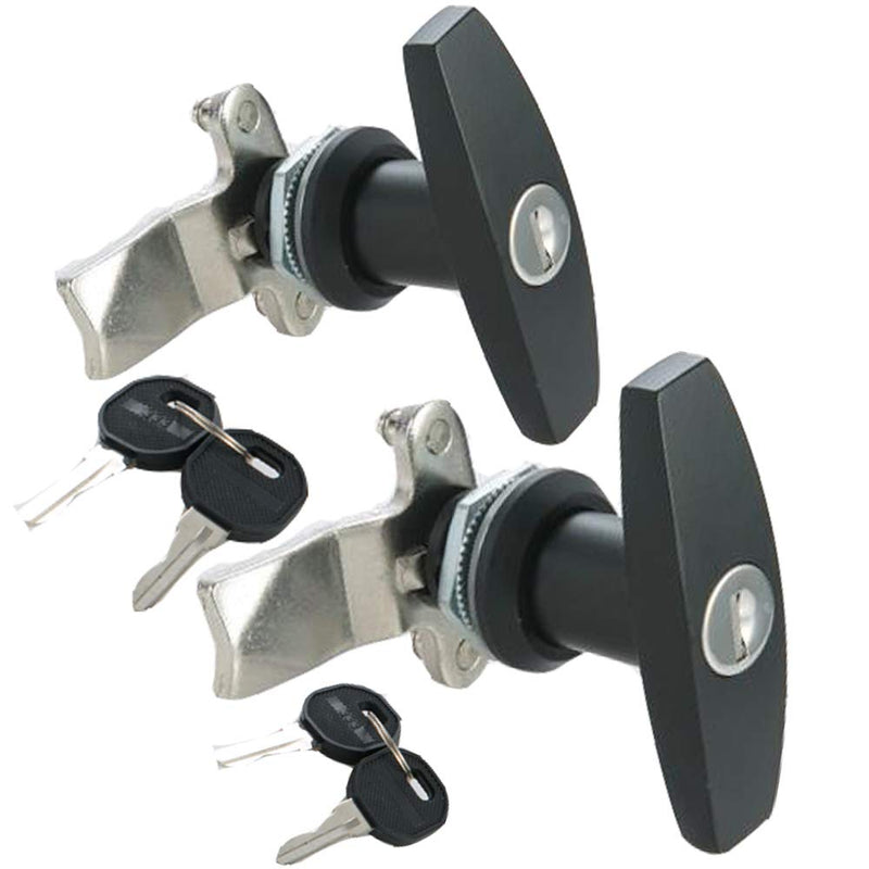 2PCS T Handle Lock Keyed Alike RV Garage Cabinets Letter-Box Drawer Black 3"x2.3"