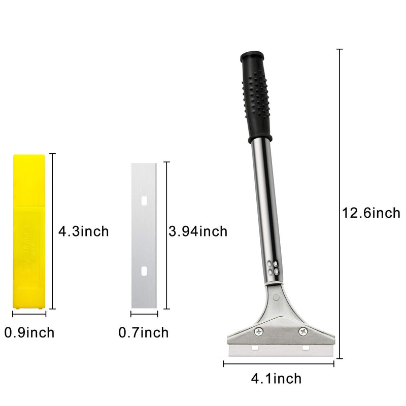 Mudder 4 Inch Razor Blade Scraper Tool Tile Paint Floor Wall Paper Removal Smoothing Scraper with 10 Pieces Replacement Blade for Removing Wallpaper, Sticker Glue Floor Adhesive 2 Pieces(Black) Black