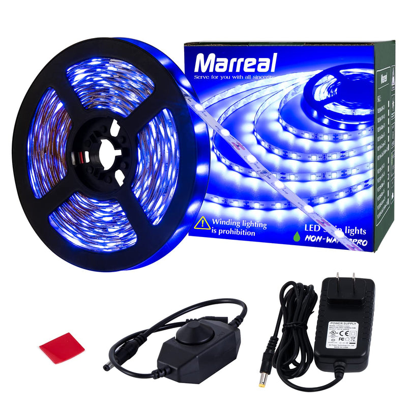 12 Volt 20ft Blue led Strip Lights, Non-Waterproof 360 LEDs Blue led Lights for Bedroom, Shops, Christmas, Halloween.