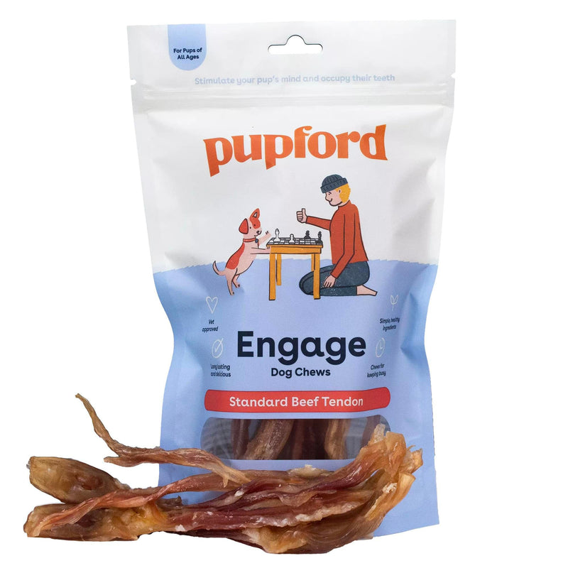 Pupford Standard Beef Tendon Chews for Dogs & Puppies, All-Natural Dog Chew with Glucosamine for HIPS and Joints, Long-Lasting Toy, Great for Teething (10 Count) 10 Count (Pack of 1) - PawsPlanet Australia