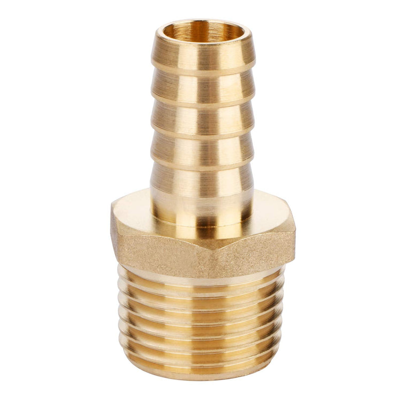 U.S. Solid Brass Hose Fitting, Adapter, 1/2" Barb x 1/2" NPT Male Pipe Fittings 1/2" Barb x 1/2" NPT Male, 1 pcs