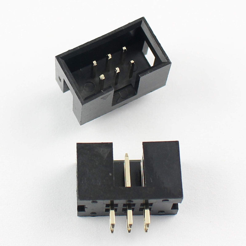 10 pcs. 2.54mm 2x3 Pin 6 Pin Straight Male Shrouded PCB Box Header IDC Socket