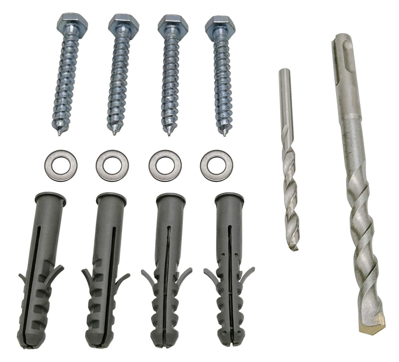 NKAIKE Lag Bolt Kit for Mounting TV Bracket Into Wood Or Concrete - Includes Heavy Duty Bolts, Fischer Concrete Anchors and 2 Drill Bits