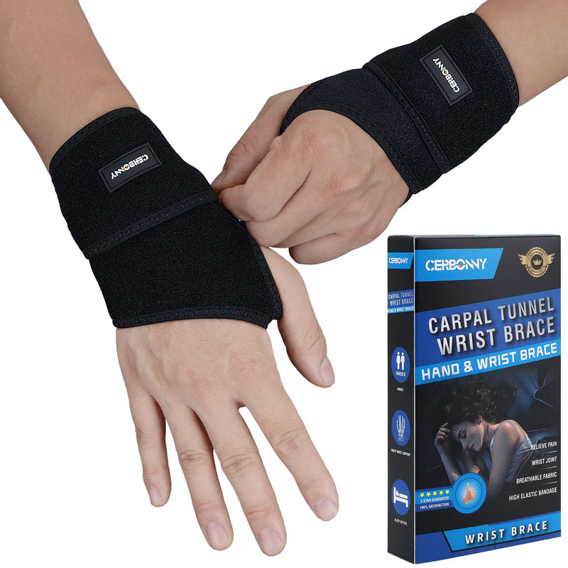 Carpal Tunnel Wrist Brace,2Pack Wrist Support Brace Adjustable Wrist Strap Reversible Wrist Brace for Sports Protecting/Tendonitis Pain Relief/Carpal Tunnel/Arthritis-Right&Left 2-Left and Right Hand