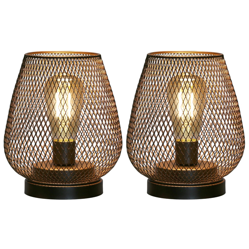 JHY DESIGN Set of 2 Metal Cage LED Lantern Battery Powered Cordless Accent Light with LED Great for Weddings Parties Patio Events for Indoors Outdoors Set of two bronze egg