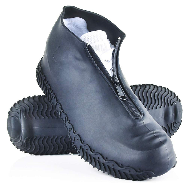Silicone Waterproof Shoe Covers, Upgrade Reusable Overshoes with Zipper, Resistant Rain Boots Non-Slip Washable Protection for Women, Men (XL (Women 11-13, Men 9.5-13), Black) XL (Women 11-13, Men 9.5-13)