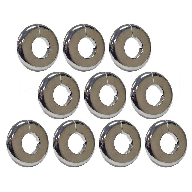 1/2-Inch CTS (5/8" OD) E2768 Split Plastic Lightweight Escutcheon Cover Plate, Chrome, for 1/2" Copper, PEX Pipe (10-Pack) 10 0.5 Inch (1/2")