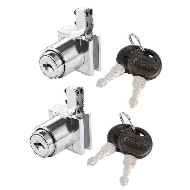 uxcell Push Lock for Sliding Glass Cabinet Door Fits 5mm Thick Keyed Alike 2Pcs