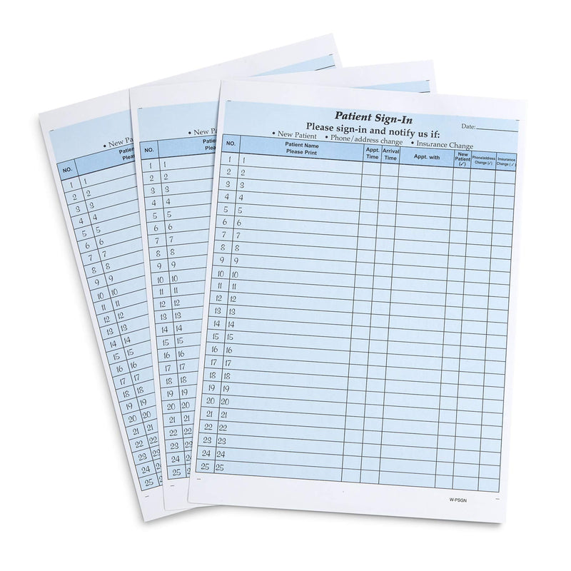 Blue Summit Supplies 25 Patient Sign in Forms, Carbonless 3 Part Forms with Peel Away Adhesive Labels, HIPAA Compliant for Privacy in Doctor, Medical, Dental Office, Blue, 25 Pack