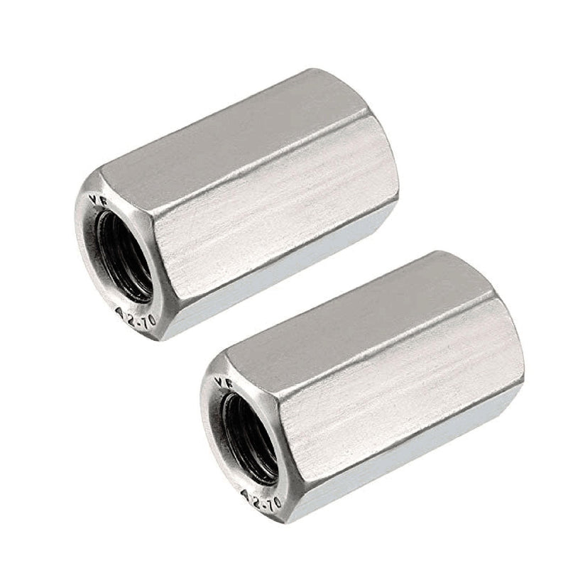 2PCS M8 X 1.25-Pitch 25mm Length 304 Stainless Steel Metric Hex Coupling Nut M8x25mm