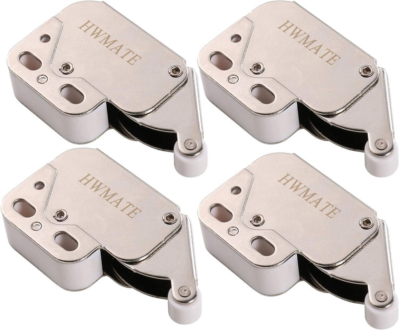 Push to Open Touch Release Lock Spring Loaded Mini Latch for Kitchen Cabinet Cupboard Wardrobe Door (4 Pack)