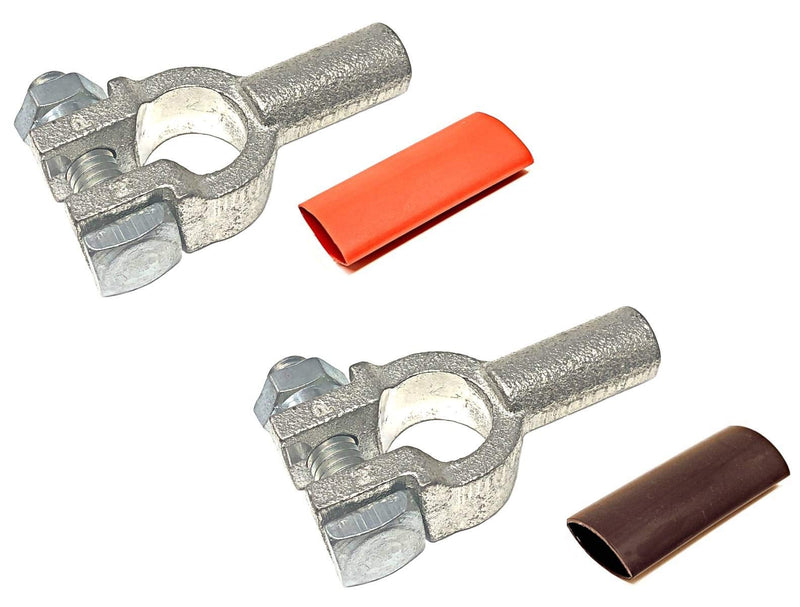 4 Gauge 1 Pair Positive and Negative (+/-) Pure Copper Top Post Battery Cable Ends Terminal Connectors + Dual Wall Adhesive Heat Shrink Tubing - by WindyNation 4 Gauge