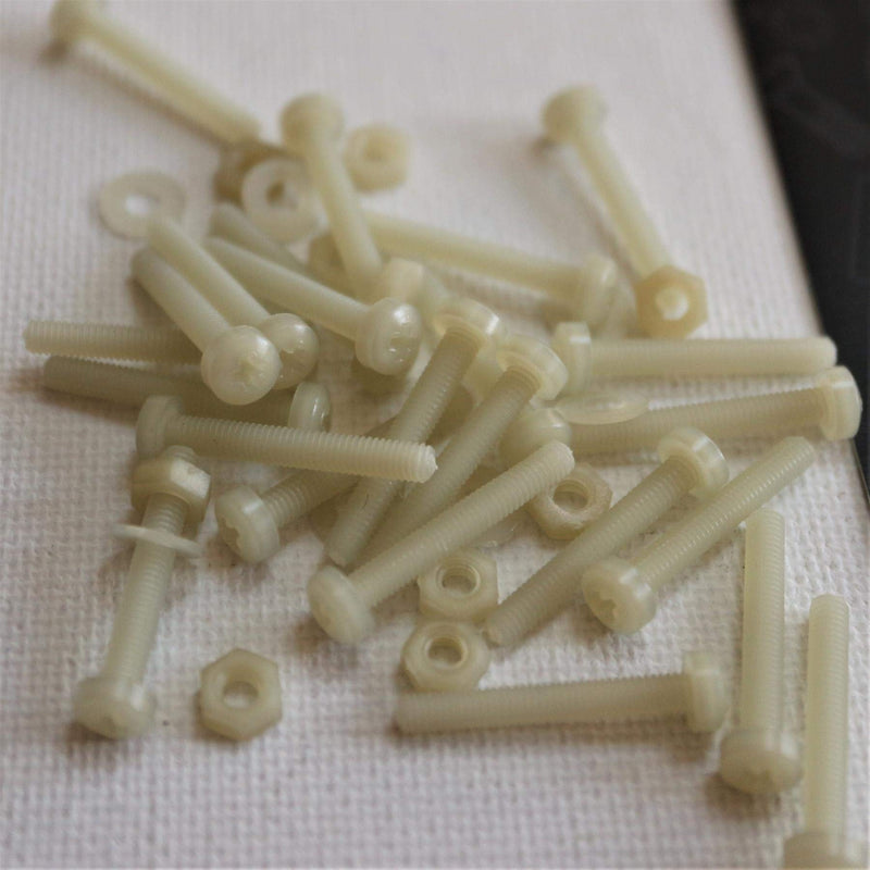 50x Glass Filled Reinforced Nylon Pan Cross Head Machine Screws, M3 x 20 mm, Plastic Nuts, Bolts and Washers, (3/32 x 25/32 in)