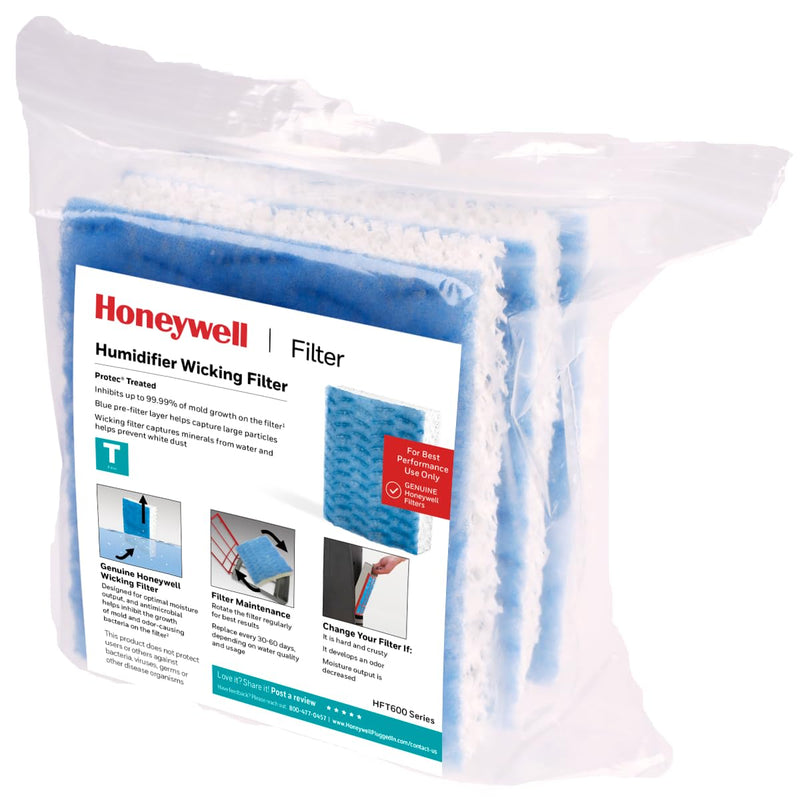 Honeywell HFT600 Replacement Wicking Filter T, Humidifier Filters Replacement, 3 Count 3 Count (Pack of 1) T Filter