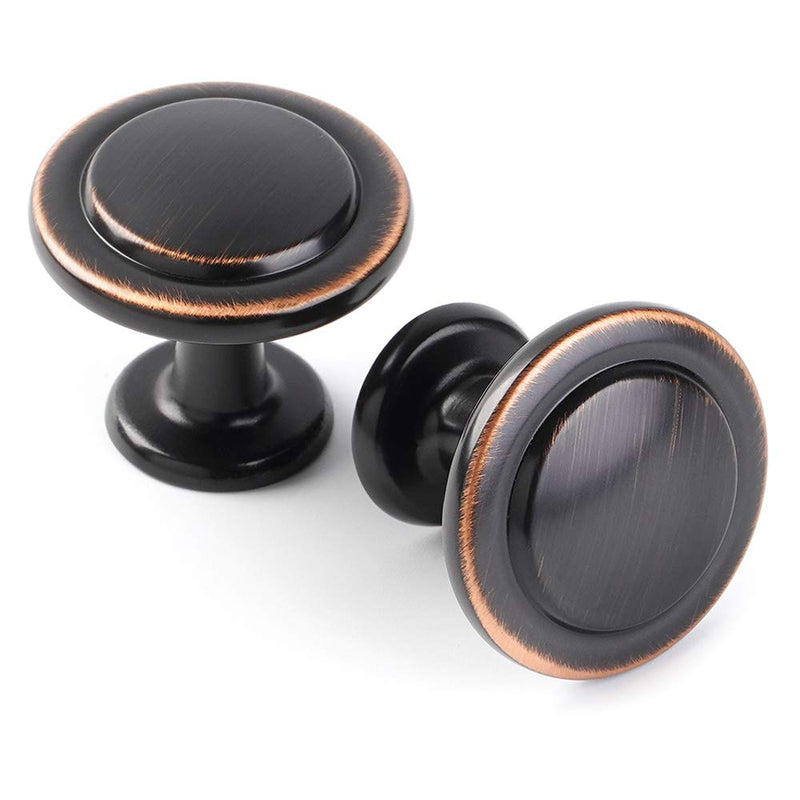 KOOFIZO Stepped Round Cabinet Knob - Oil Rubbed Bronze Pull Handle (Dia.31mm / 1.2 Inch), 10-Pack for Kitchen Cupboard Door, Bedroom Dresser Drawer, Bathroom Wardrobe Hardware Knob 1 - 10Pcs